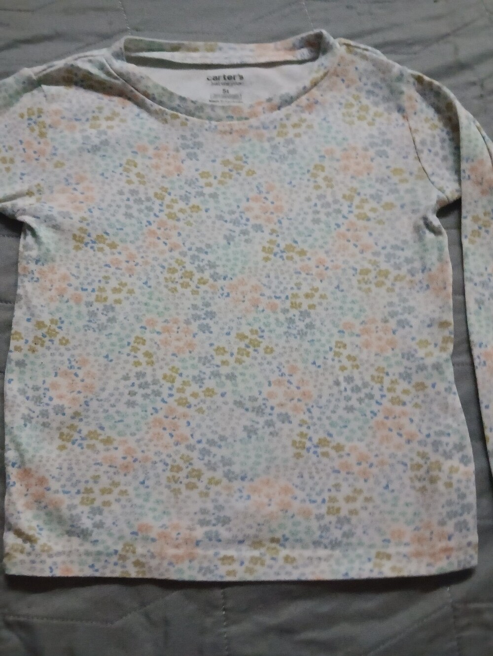 Carter's Size 5T Pastel Floral Long Sleeve Tee in Pink, Blue, Yellow